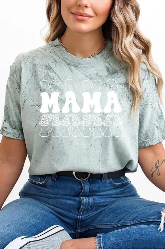 Mother's Day Mama Leopard Stack Color Burst Tee