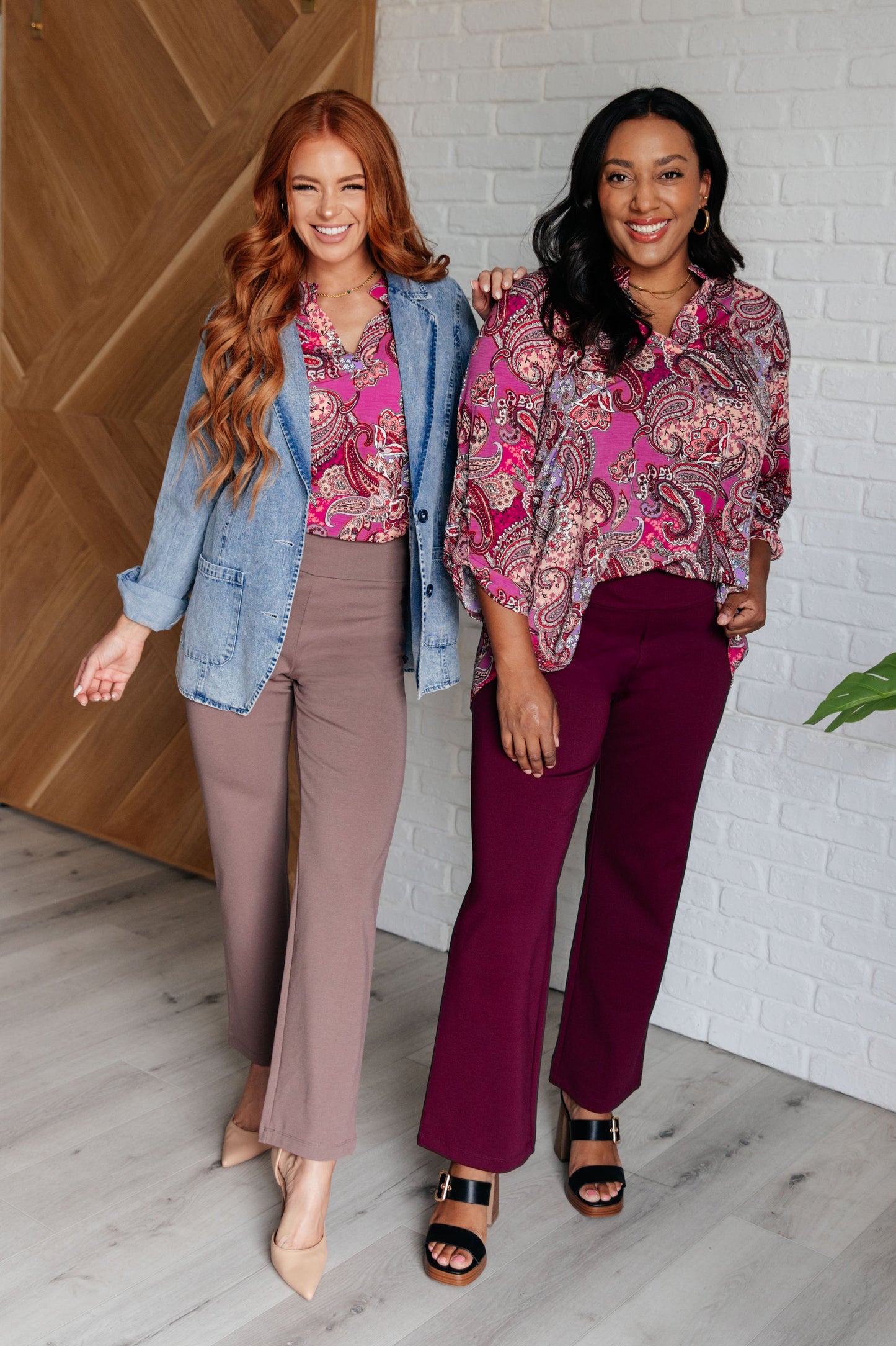 Lizzy Top in Magenta and Wine Paisley